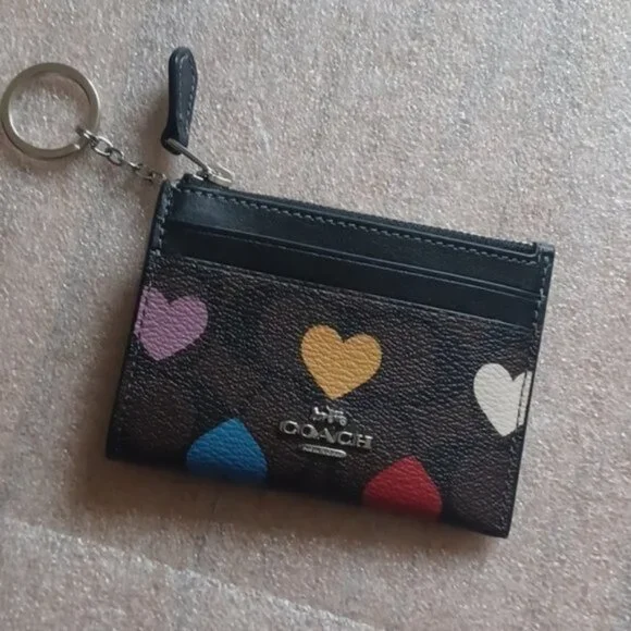 SOLD - COACH Mini Skinny ID Case In Signature Canvas With Heart Print, NWT - Picture 6 of 6